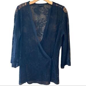 Elegant Black Lace Wrap Top